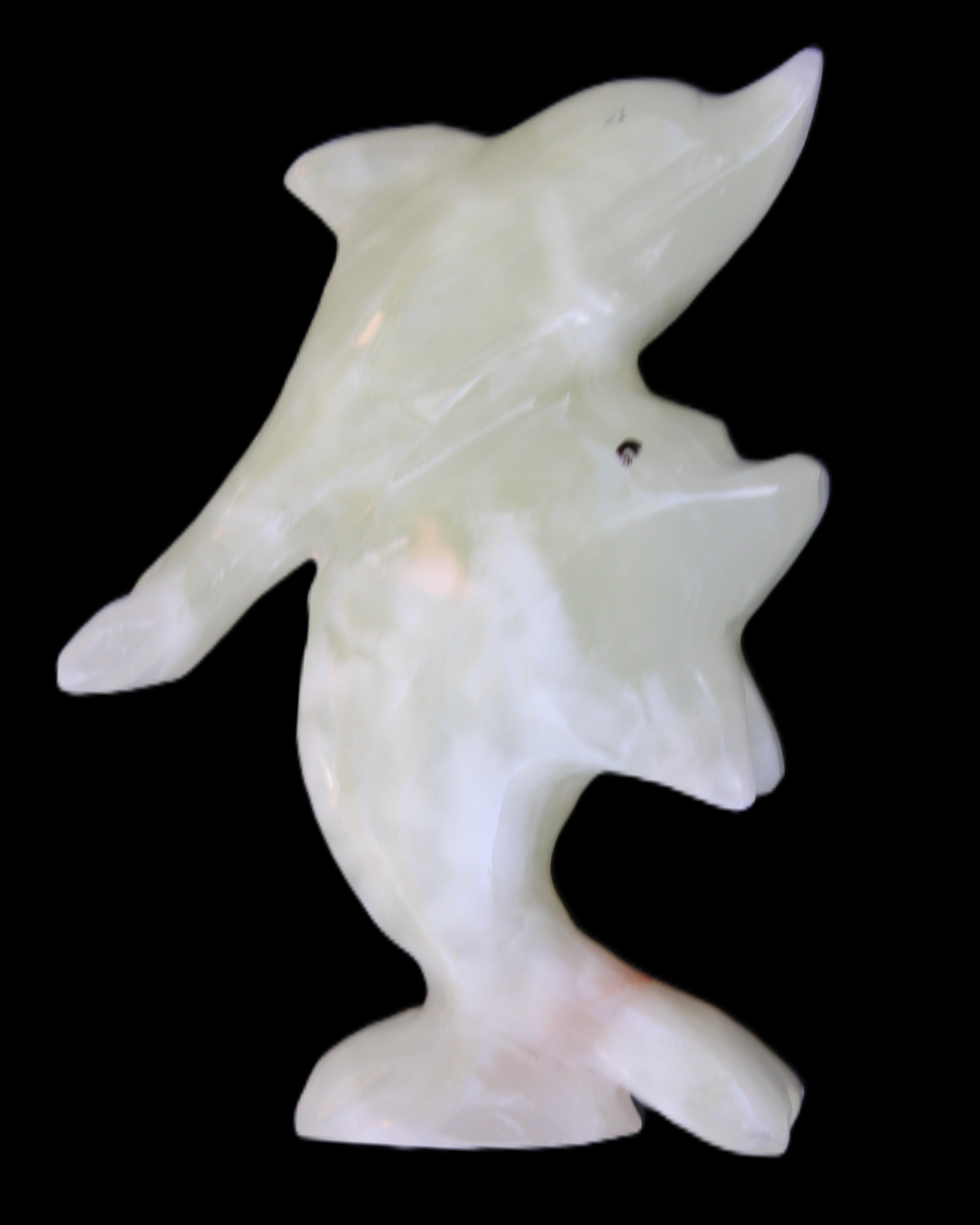 Afghan Jade hand-carved leaping Dolphin pair 70*27*112mm 222g in sunlight - Rocks and Things Store