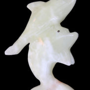 Afghan Jade hand-carved leaping Dolphin pair 70*27*112mm 222g in sunlight - Rocks and Things Store