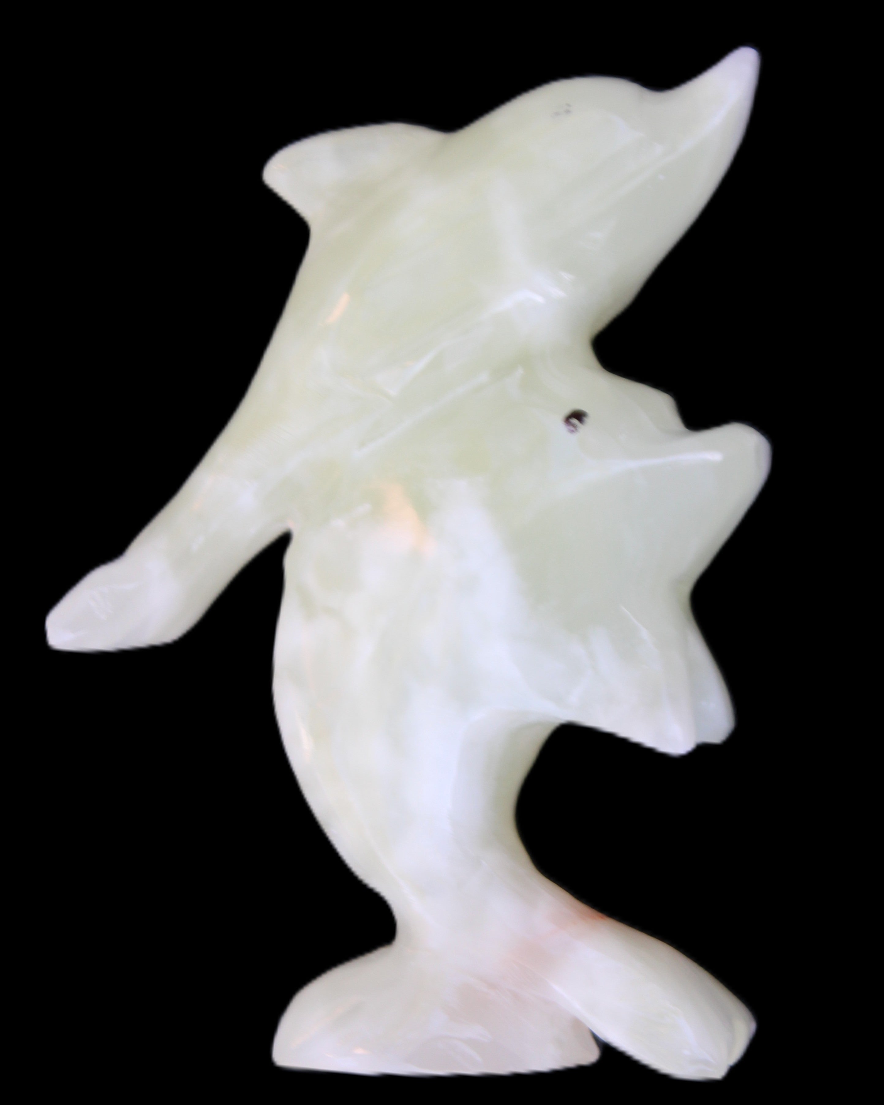 Afghan Jade hand-carved leaping Dolphin pair 70*27*112mm 222g in sunlight - Rocks and Things Store