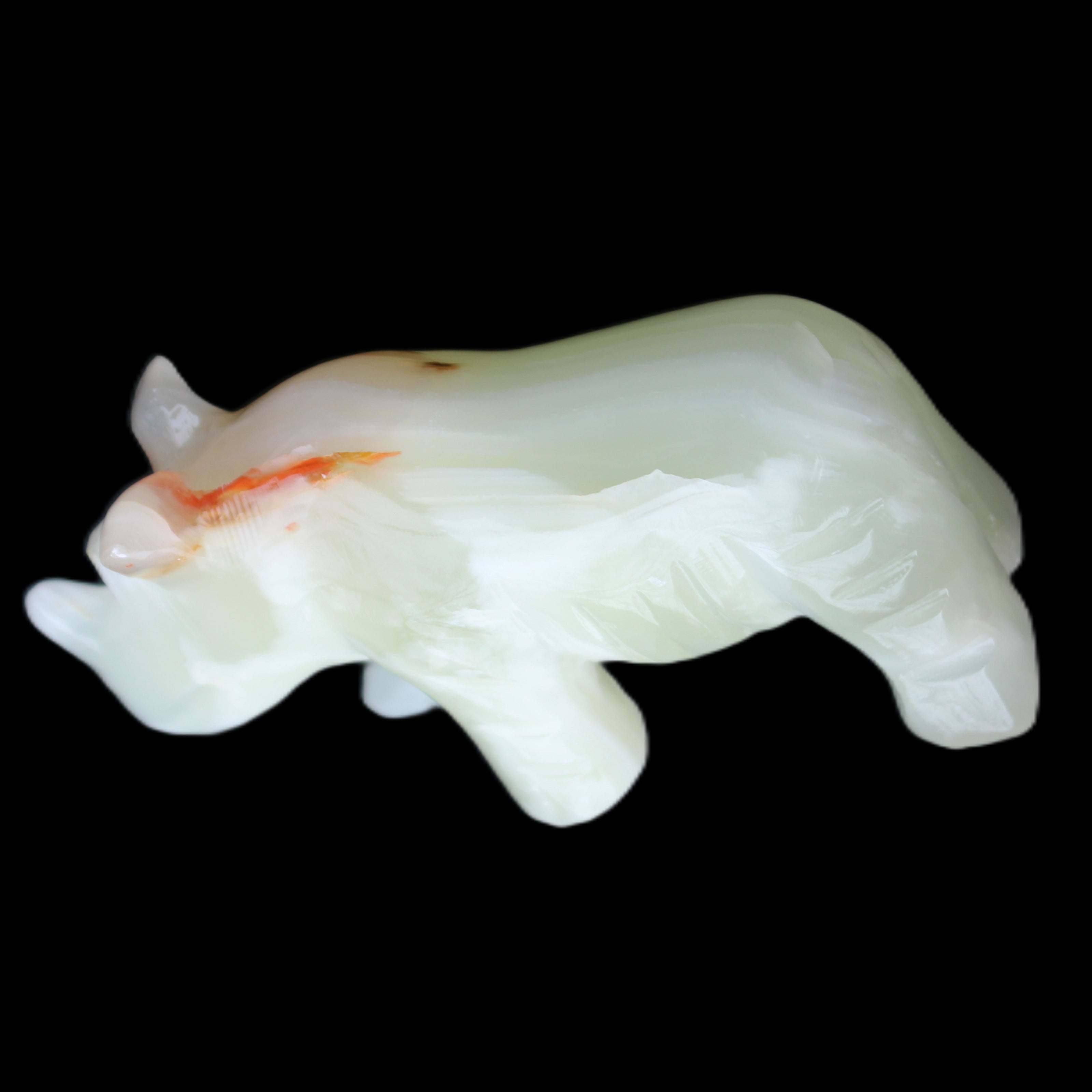 Afghan Jade hand-carved Rhino 100*30*57mm 208g in sunlight - Rocks and Things Store