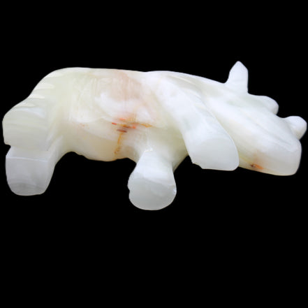 Afghan Jade hand-carved Rhino 100*29*59mm 232g in sunlight - Rocks and Things Store