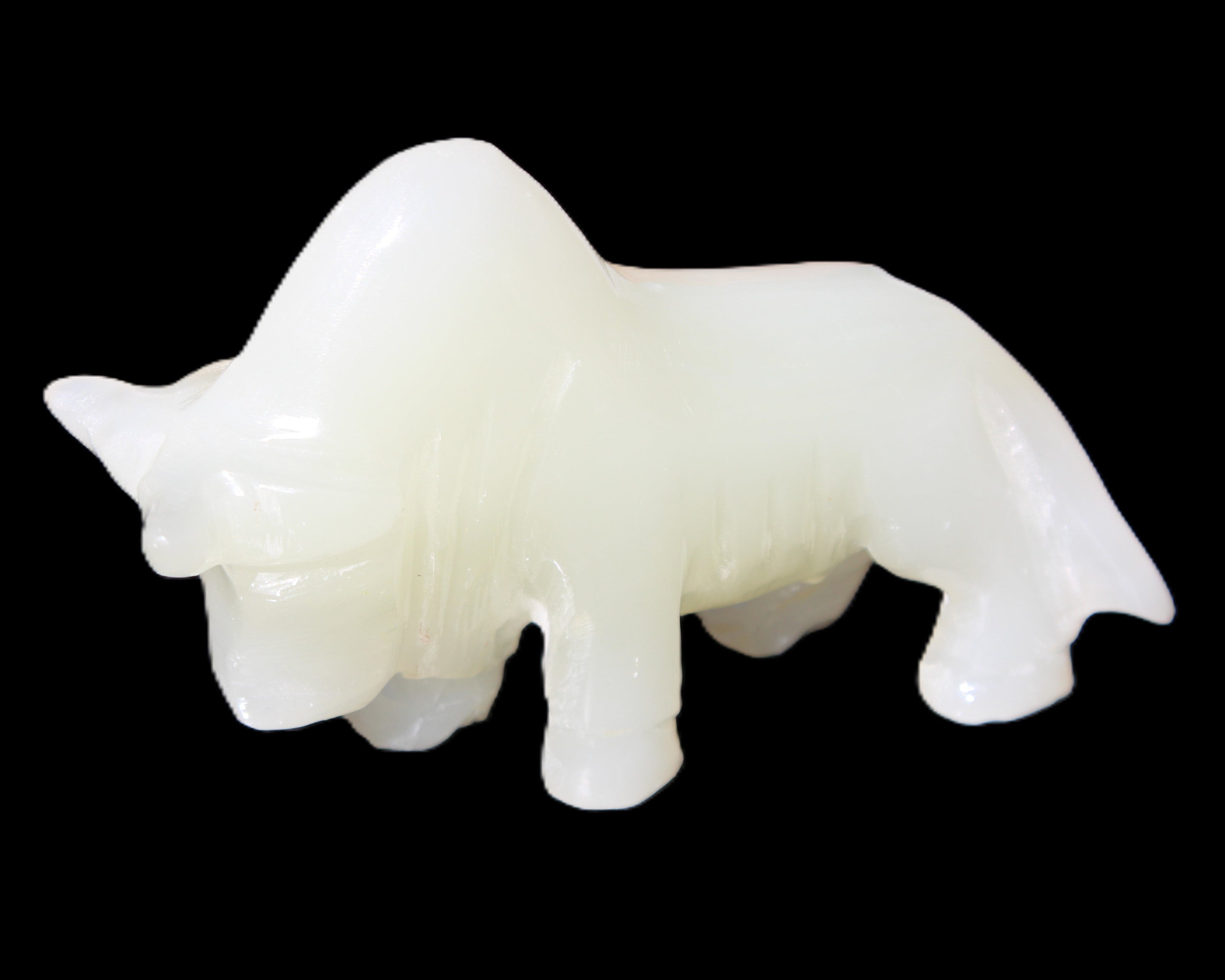 Afghan Jade hand-carved Bull 113*35*71mm 253g in sunlight - Rocks and Things Store