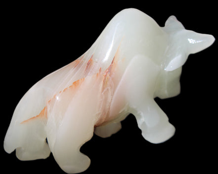 Afghan Jade hand-carved Bull 98*29*71mm 213g in sunlight - Rocks and Things Store