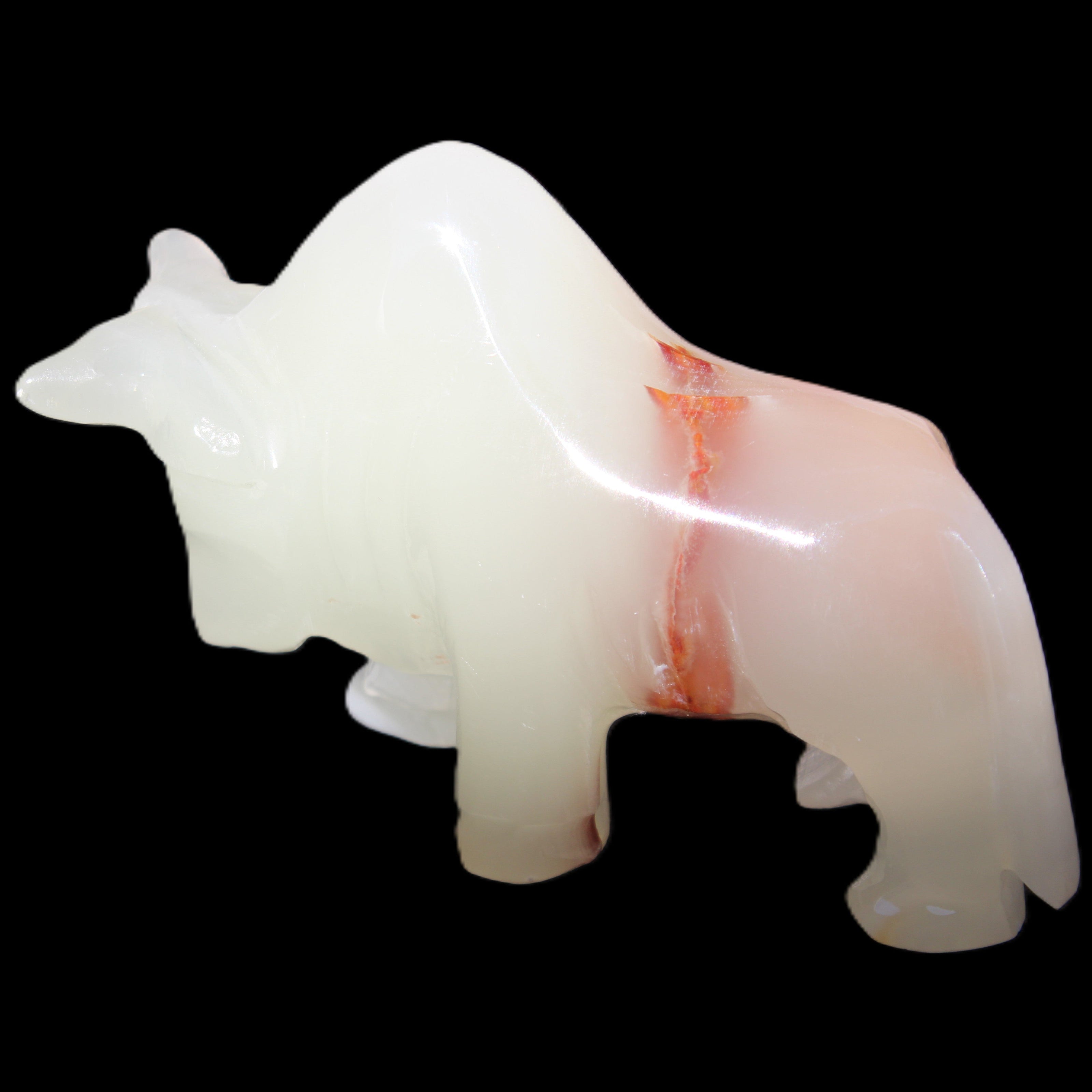 Afghan Jade hand-carved Bull 98*29*71mm 213g in sunlight - Rocks and Things Store