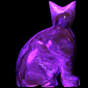 Afghan Jade hand-carved Cat 77*31*105mm 404g in UV light - Rocks and Things Store