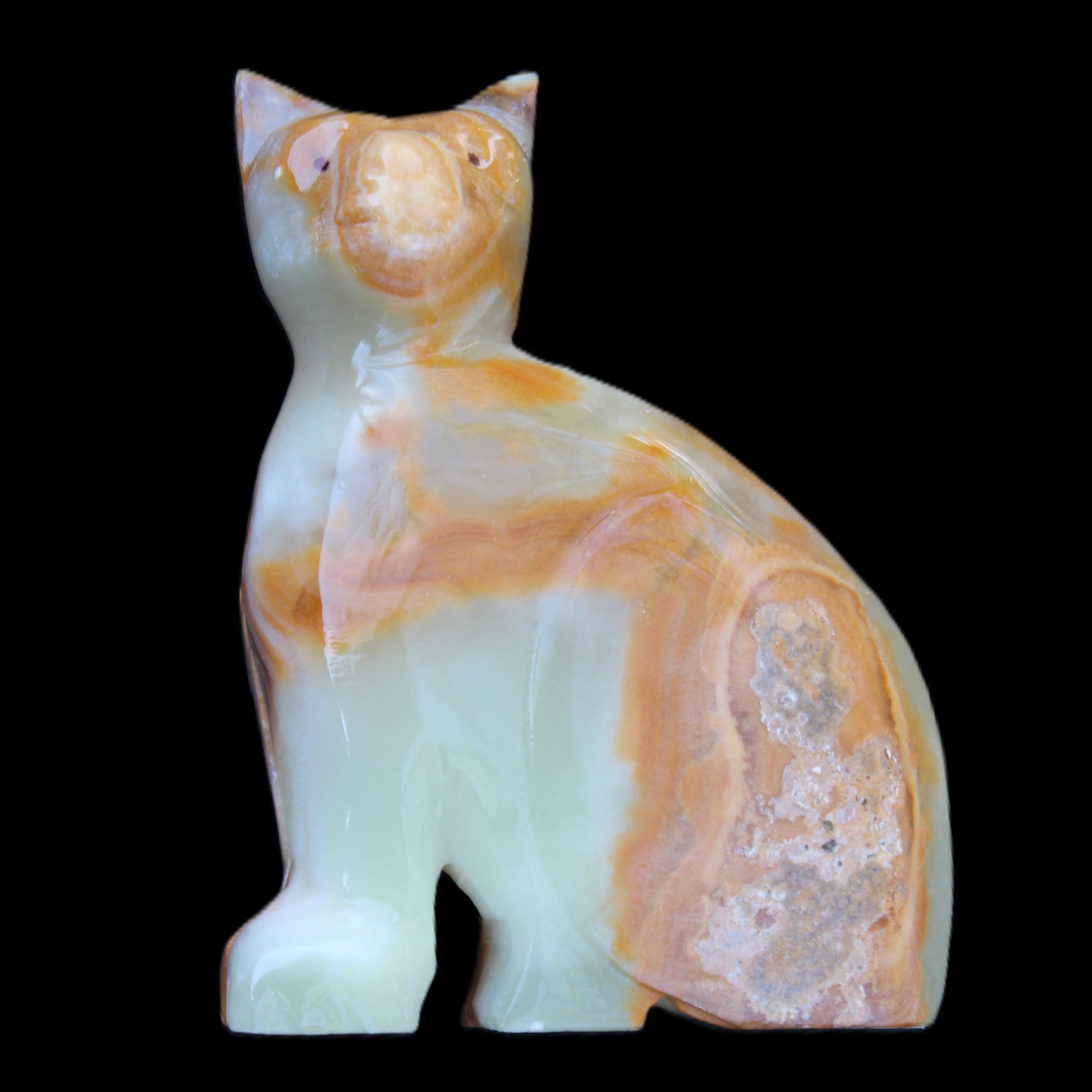 Afghan Jade hand-carved Cat 77*31*105mm 404g in sunlight - Rocks and Things Store