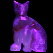 Afghan Jade hand-carved Cat 77*31*105mm 404g in UV light - Rocks and Things Store