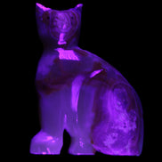 Afghan Jade hand-carved Cat 77*31*105mm 404g in UV light - Rocks and Things Store
