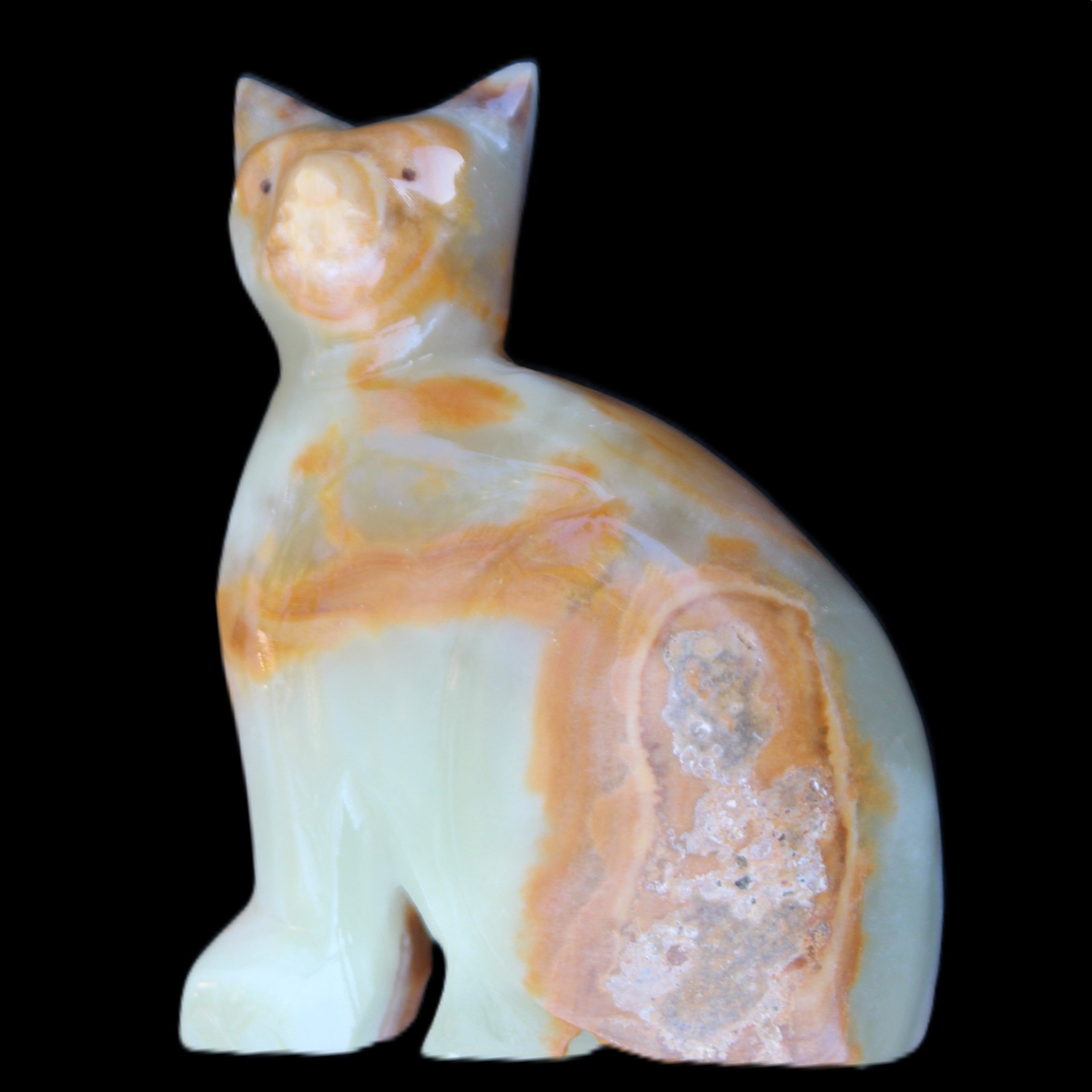 Afghan Jade hand-carved Cat 77*31*105mm 404g in sunlight - Rocks and Things Store