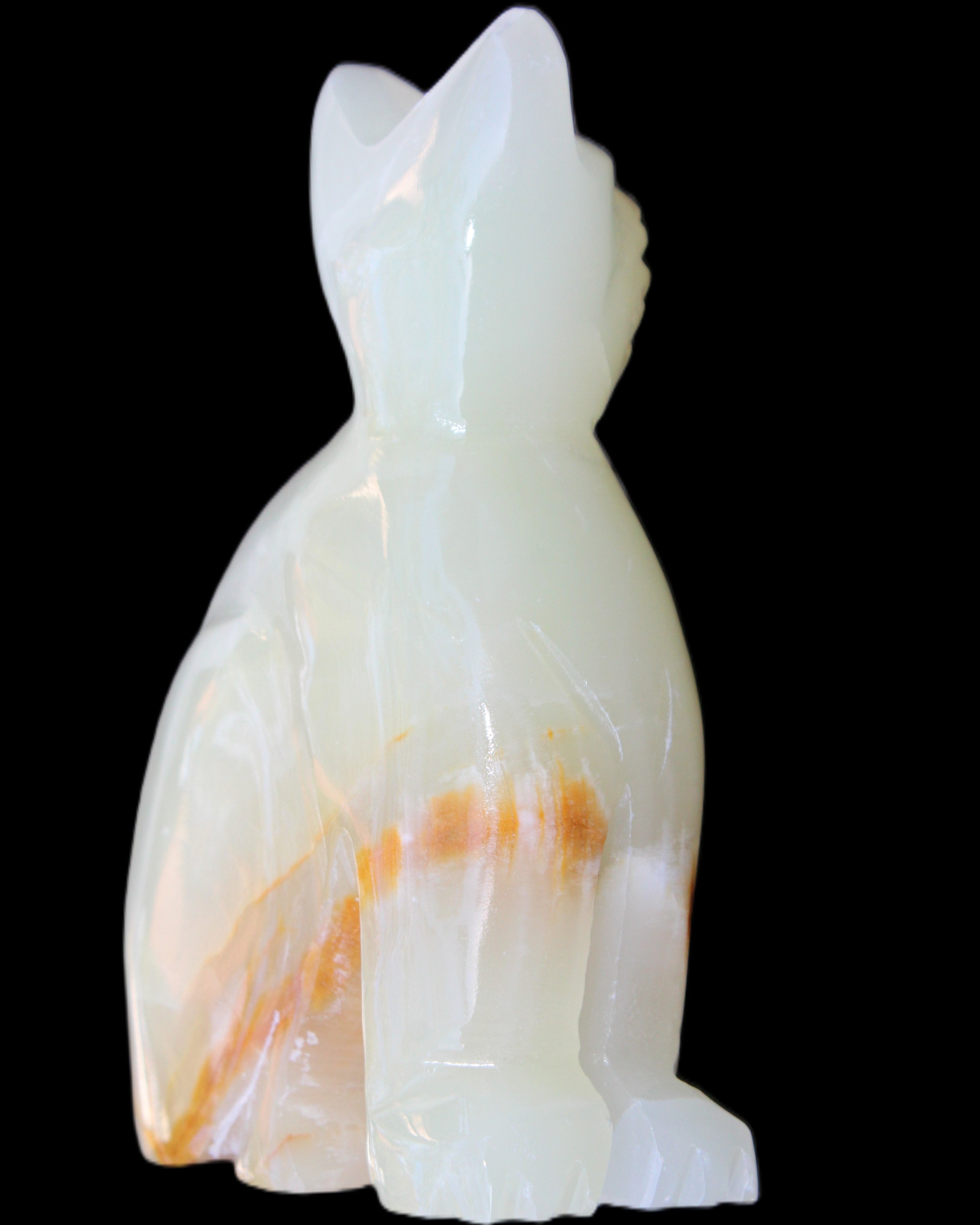 Afghan Jade hand-carved Cat 75*33*108mm 413g in sunlight - Rocks and Things Store