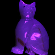 Afghan Jade hand-carved Cat 75*33*108mm 413g in UV light - Rocks and Things Store