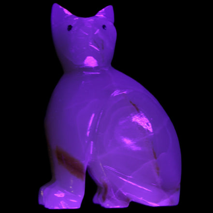 Afghan Jade hand-carved Cat 75*33*108mm 413g in UV light - Rocks and Things Store