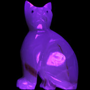 Afghan Jade hand-carved Cat 75*33*108mm 413g in UV light - Rocks and Things Store