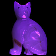Afghan Jade hand-carved Cat 75*33*108mm 413g in UV light - Rocks and Things Store