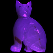 Afghan Jade hand-carved Cat 75*33*108mm 413g in UV light - Rocks and Things Store