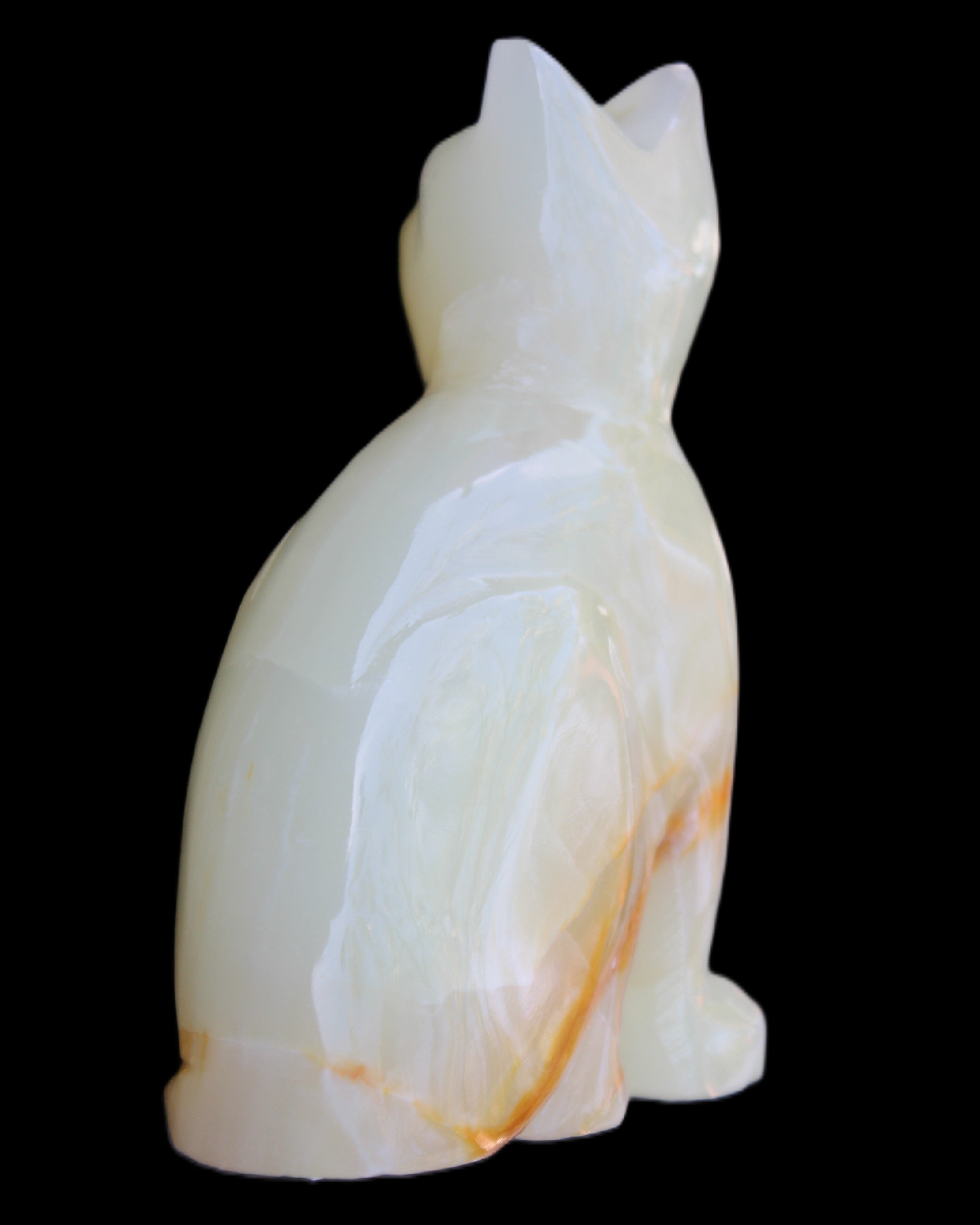 Afghan Jade hand-carved Cat 75*33*108mm 413g in sunlight - Rocks and Things Store