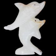 Afghan Jade hand-carved leaping Dolphin pair 78*37*105mm 256g in sunlight - Rocks and Things Store