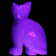 Afghan Jade hand-carved Cat 70*34*102mm 388g in UV light - Rocks and Things Store