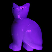 Afghan Jade hand-carved Cat 70*34*102mm 388g in UV light - Rocks and Things Store