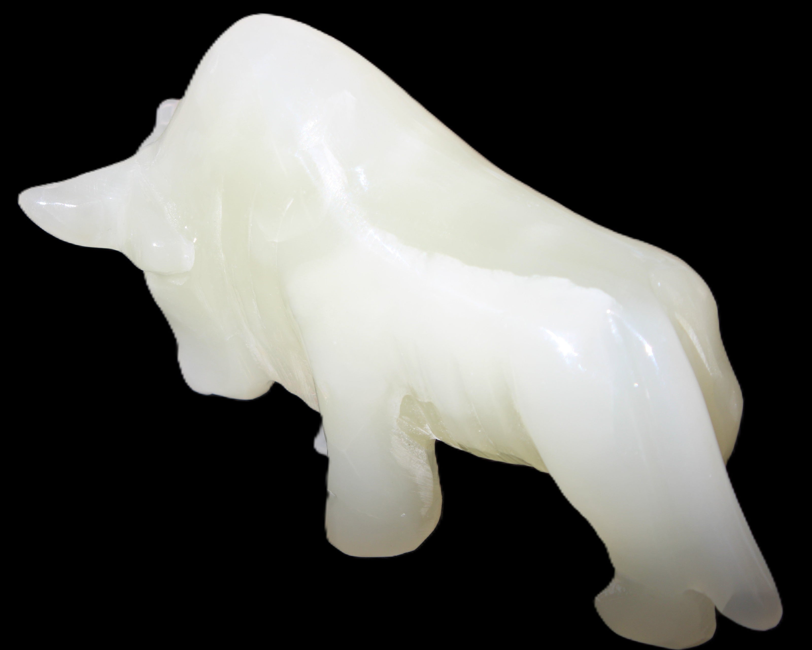 Afghan Jade hand-carved Bull 121*33*71mm 259g in sunlight - Rocks and Things Store