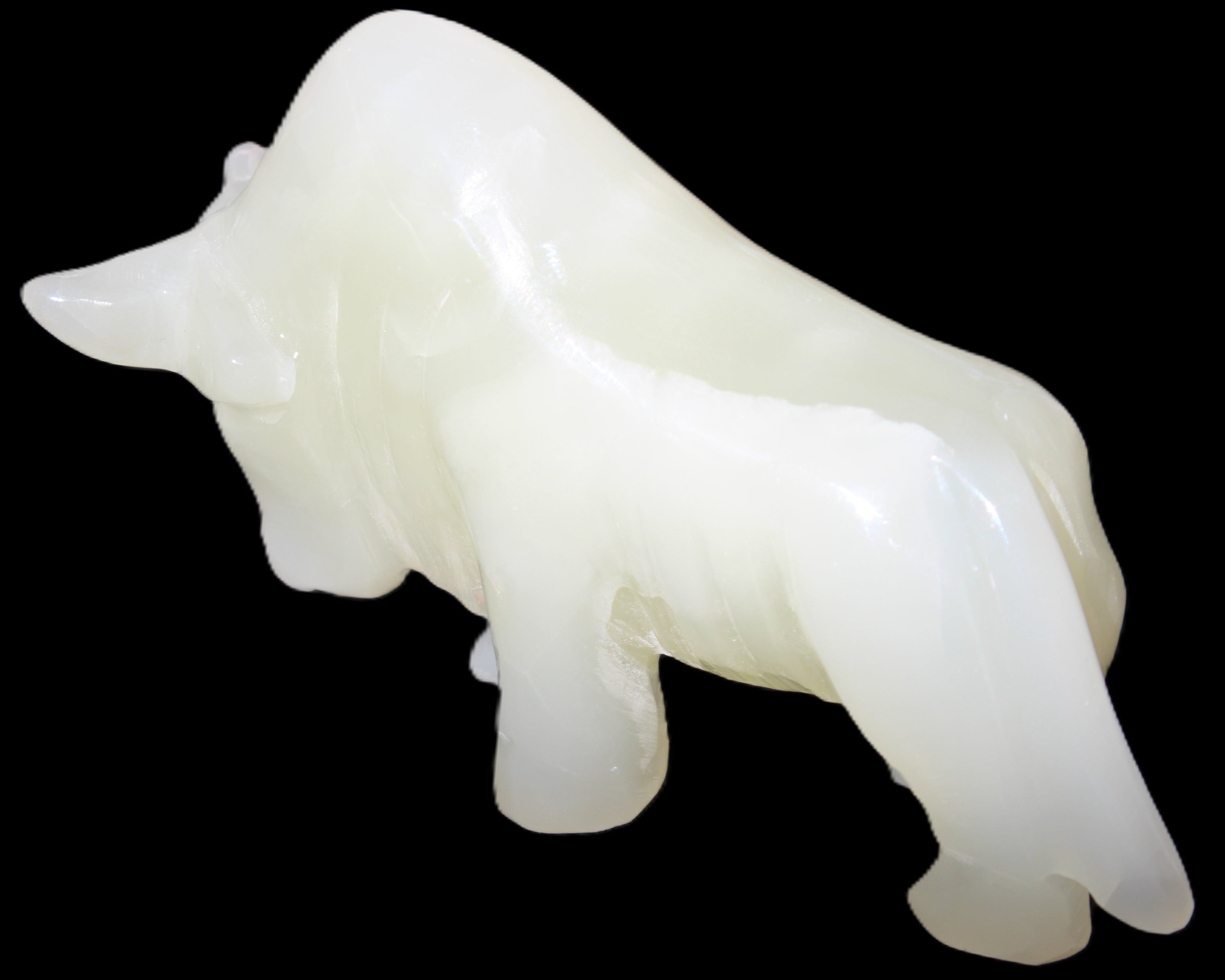 Afghan Jade hand-carved Bull 121*33*71mm 259g in sunlight - Rocks and Things Store