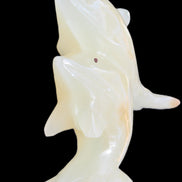 Afghan Jade hand-carved leaping Dolphin pair 82*42*107mm 296g in sunlight - Rocks and Things Store