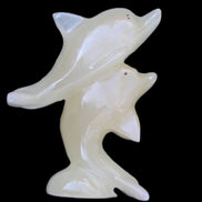 Afghan Jade hand-carved leaping Dolphin pair 82*42*107mm 296g in sunlight - Rocks and Things Store