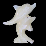 Afghan Jade hand-carved leaping Dolphin pair 82*42*107mm 296g in sunlight - Rocks and Things Store
