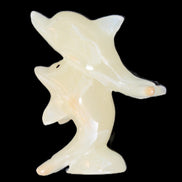 Afghan Jade hand-carved leaping Dolphin pair 82*42*107mm 296g in sunlight - Rocks and Things Store