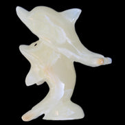 Afghan Jade hand-carved leaping Dolphin pair 82*42*107mm 296g in sunlight - Rocks and Things Store