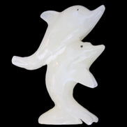Afghan Jade hand-carved leaping Dolphin pair 76*35*105mm 252g in sunlight - Rocks and Things Store