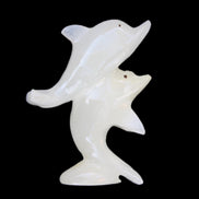 Afghan Jade hand-carved leaping Dolphin pair 76*35*105mm 252g in sunlight - Rocks and Things Store