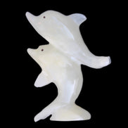 Afghan Jade hand-carved leaping Dolphin pair 76*35*105mm 252g in sunlight - Rocks and Things Store