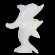 Afghan Jade hand-carved leaping Dolphin pair 76*35*105mm 252g in sunlight - Rocks and Things Store