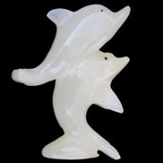 Afghan Jade hand-carved leaping Dolphin pair 76*35*105mm 252g in sunlight - Rocks and Things Store