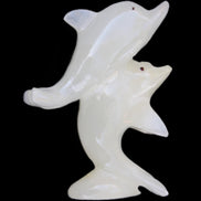Afghan Jade hand-carved leaping Dolphin pair 76*35*105mm 252g in sunlight - Rocks and Things Store