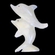 Afghan Jade hand-carved leaping Dolphin pair 76*35*105mm 252g in sunlight - Rocks and Things Store