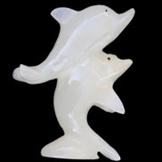 Afghan Jade hand-carved leaping Dolphin pair 76*35*105mm 252g in sunlight - Rocks and Things Store