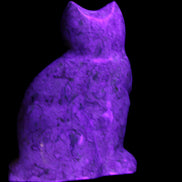 Fossil stone hand-carved Cat 81*45*115mm 534g in UV light - Rocks and Things Store