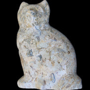 Fossil stone hand-carved Cat 81*45*115mm 534g in sunlight - Rocks and Things Store