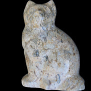 Fossil stone hand-carved Cat 81*45*115mm 534g in sunlight - Rocks and Things Store