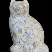 Fossil stone hand-carved Cat 81*45*115mm 534g in sunlight - Rocks and Things Store
