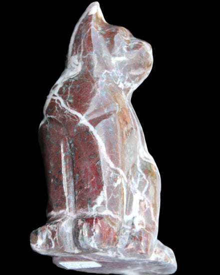 Marble hand-carved Cat 88*58*130mm 801g in sunlight - Rocks and Things Store