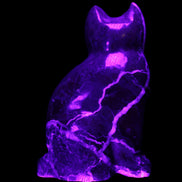 Marble hand-carved Cat 88*58*130mm 801g in UV light - Rocks and Things Store