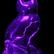 Marble hand-carved Cat 88*58*130mm 801g in UV light - Rocks and Things Store