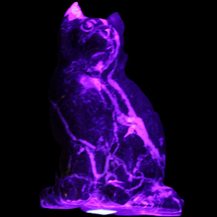 Marble hand-carved Cat 88*58*130mm 801g in UV light - Rocks and Things Store