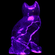 Marble hand-carved Cat 88*58*130mm 801g in UV light - Rocks and Things Store