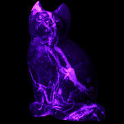 Marble hand-carved Cat 88*58*130mm 801g in UV light - Rocks and Things Store