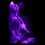 Marble hand-carved Cat 88*58*130mm 801g in UV light - Rocks and Things Store