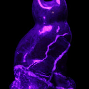 Marble hand-carved Cat 88*58*130mm 801g in UV light - Rocks and Things Store